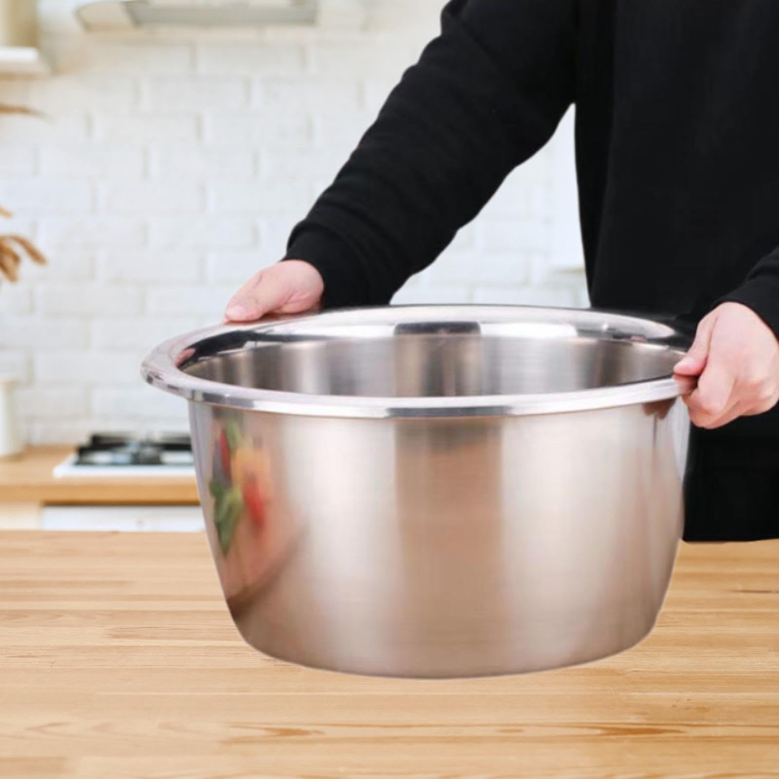 Lavabo de Acero Inoxidable, para Lavar Ropa, utensilio de Cocina, Recipiente Grande para cocinar, palangana para pies, Plato para Frutas, pastas, 32CM