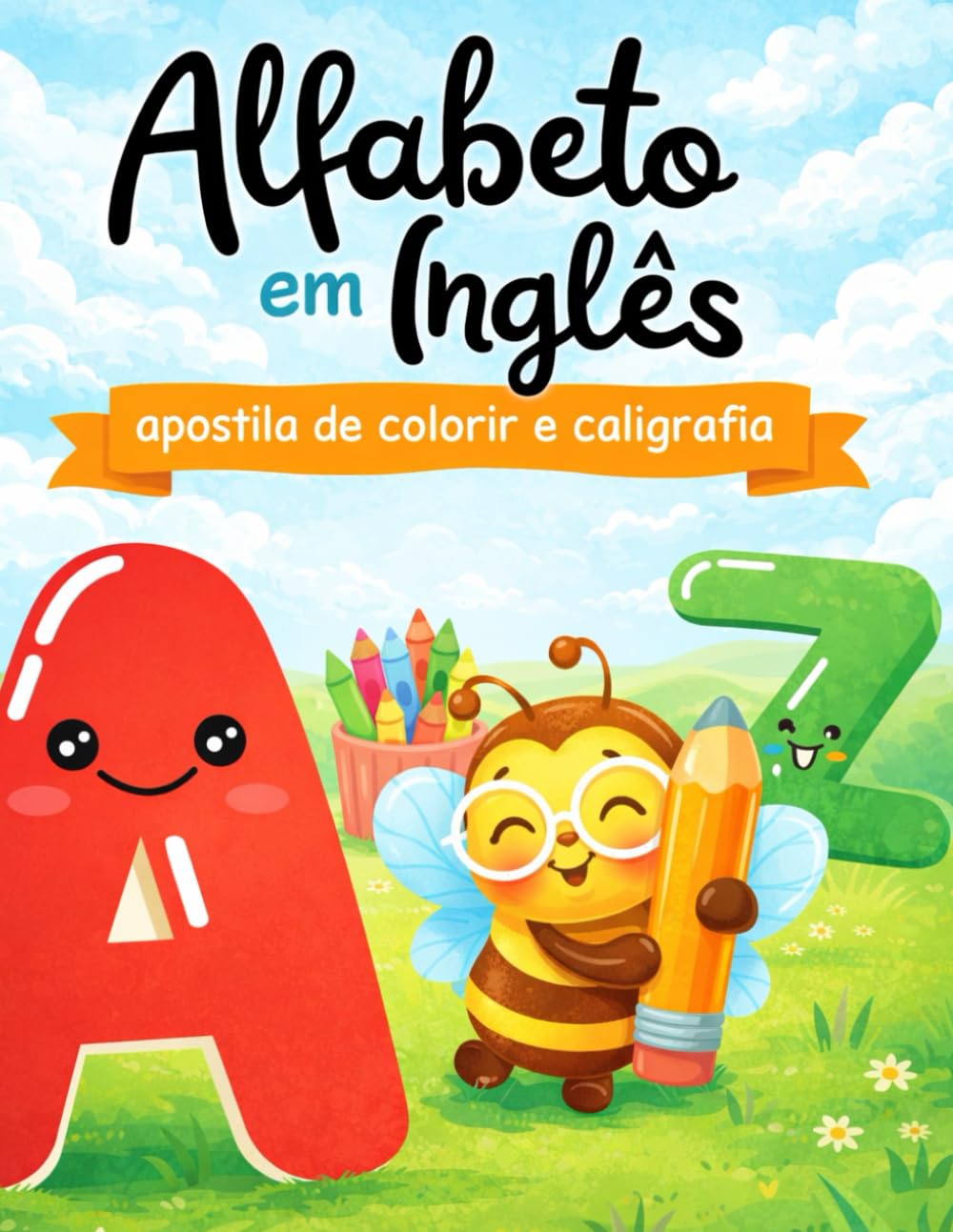 Alfabeto em Inglês: apostila de colorir e caligrafia