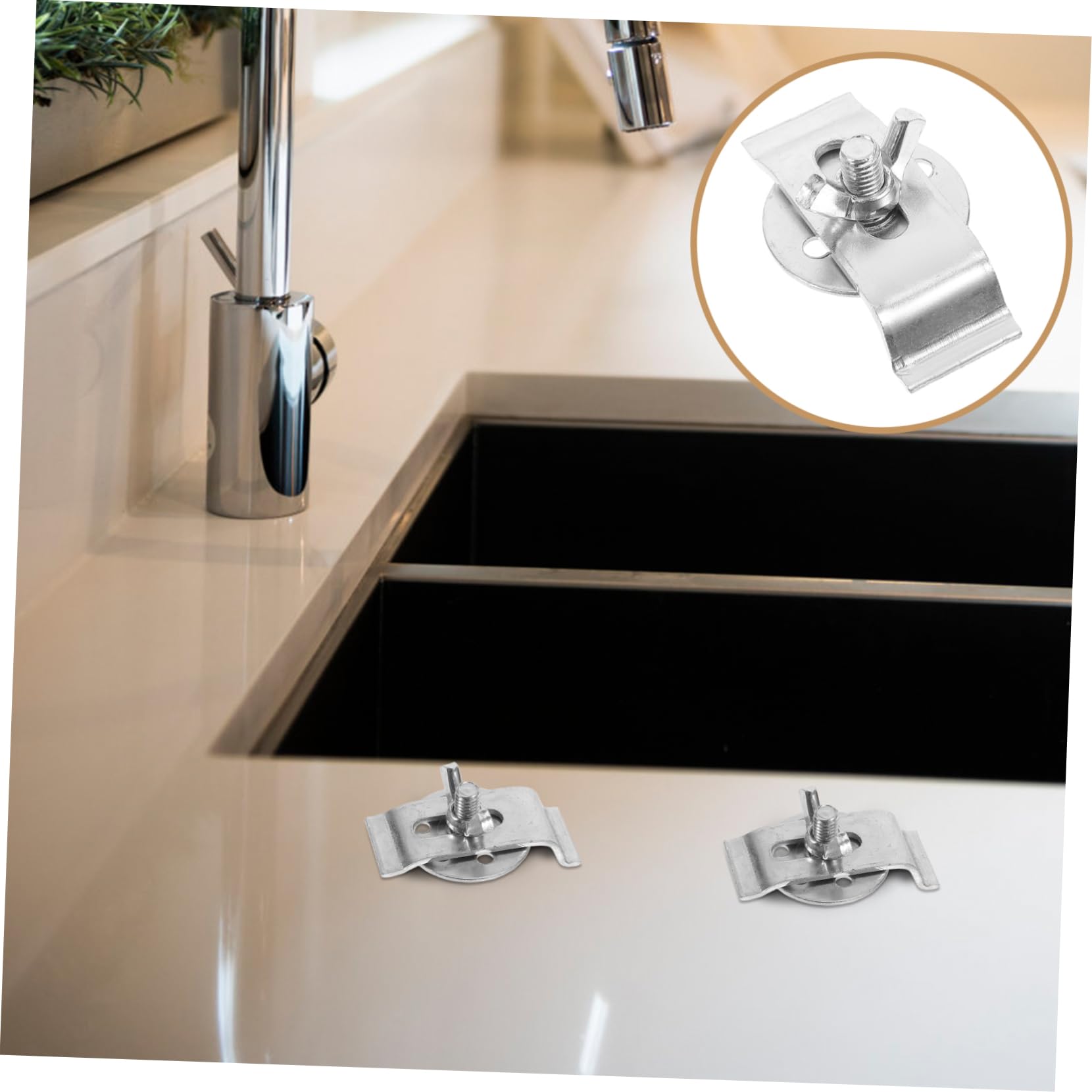 Gadpiparty 60juegos Clips De Fregadero De Inoxidable Kit Para Instalación De Fregaderos Bajo Encimera Soporte Resistente y Para Cocina y Baño De Usar y Fugas