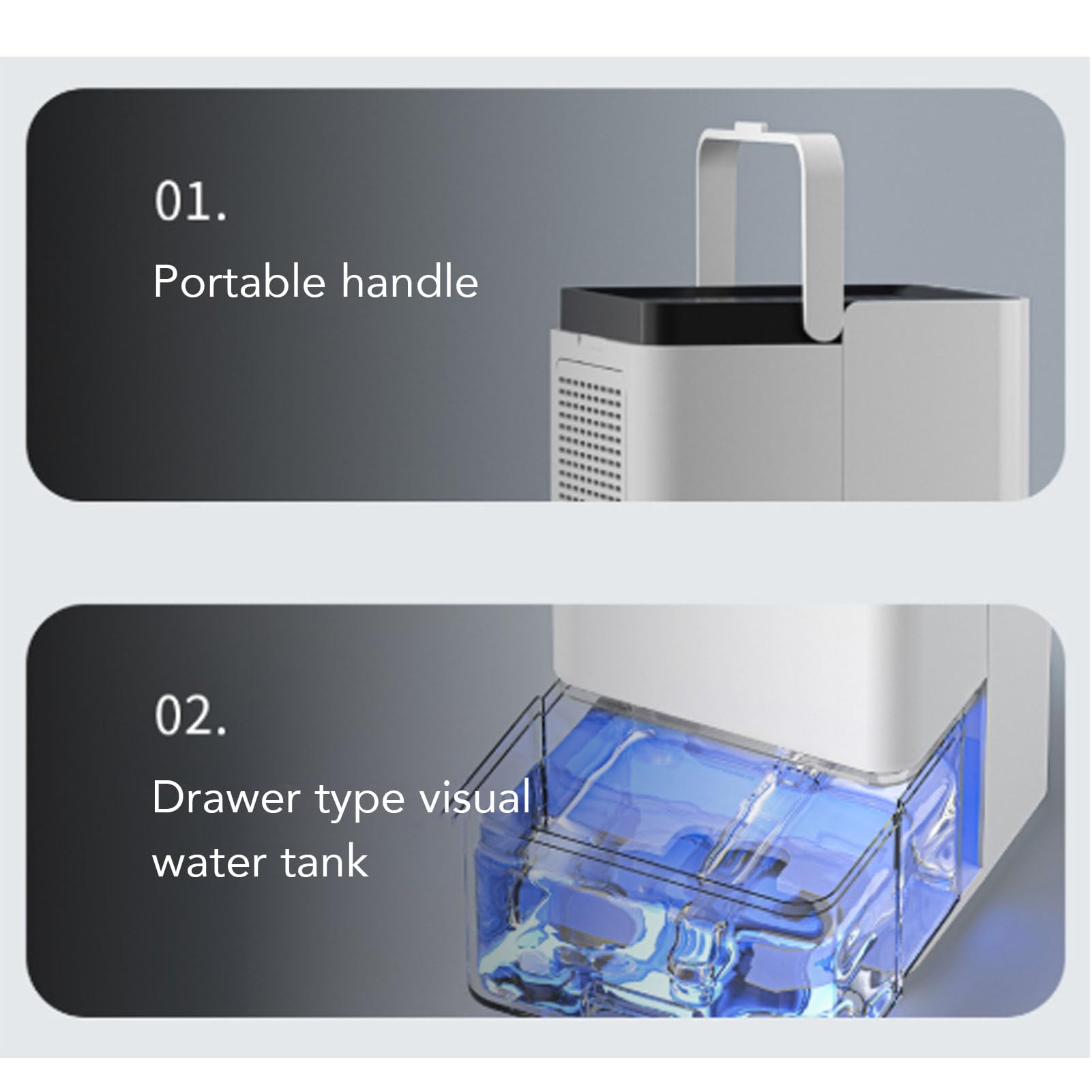 Dezhumidifier do Przestrzeni Wysoka wydajność Filtracji Powietrza Auto Wyłącz Cichy Osuszarz z 1,2L Zbiornika na wodę Dom DEHUMIDIFIER 40W (TOPINCN2frk9c584h-12)