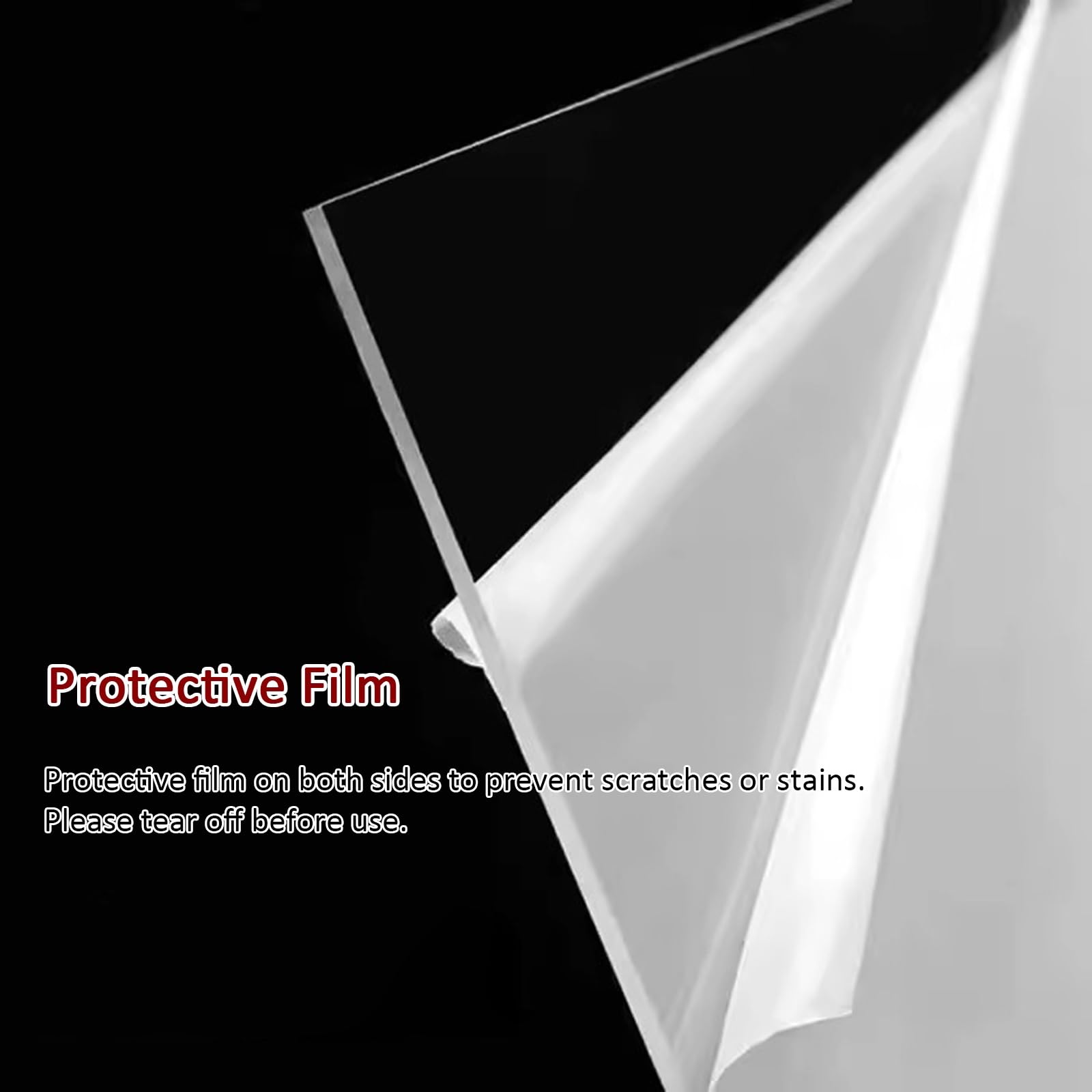 Policarbonato Laminas Hojas De Plástico Transparente Para Manualidades Flexible 1 1.4 1.6 2 MM Espesor, Cristal Transparente Para Marcos Fotos/Panel De Reemplazo Para Letreros Con Película Protectora