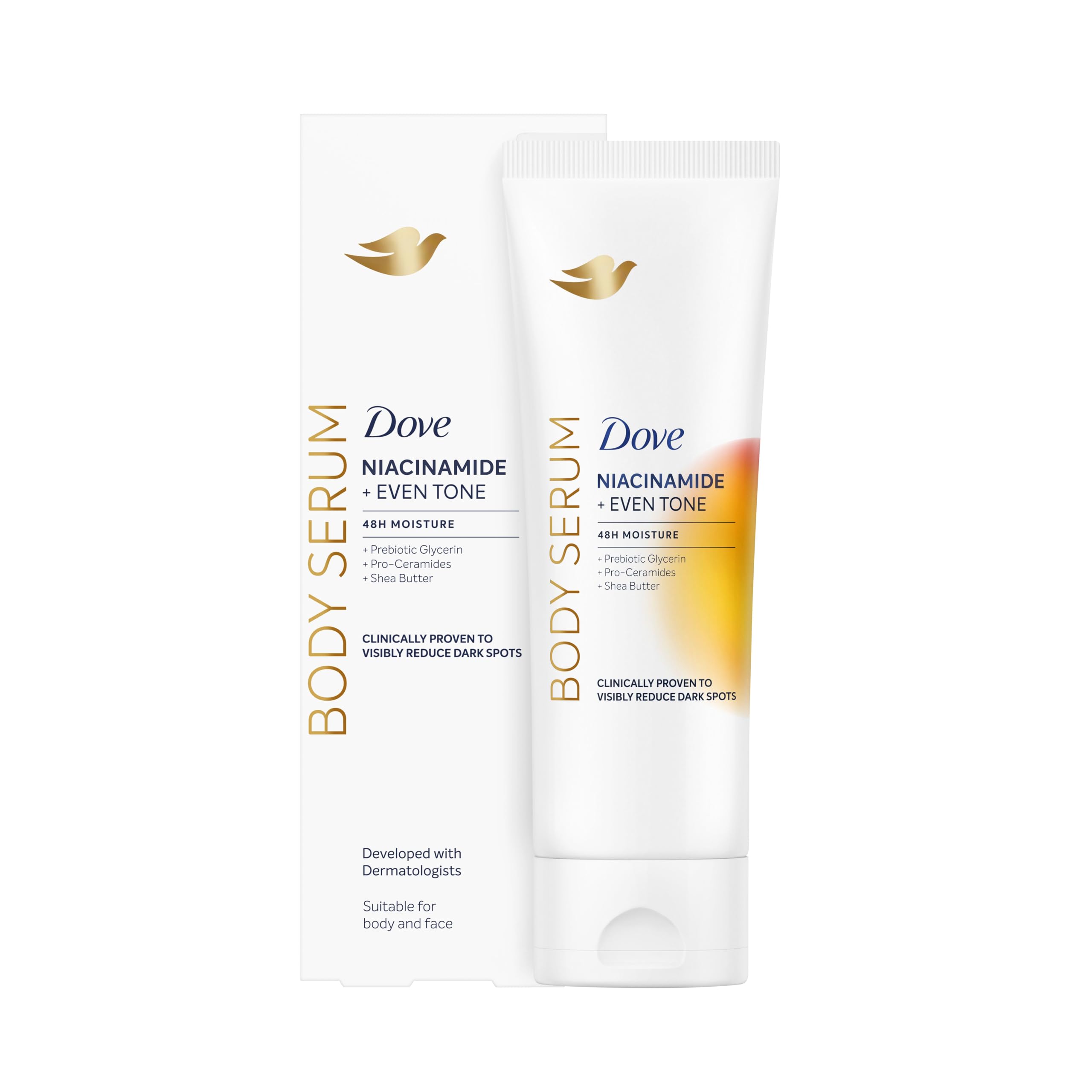 Dove Siero Corpo Idratante Niacinamide Even Tone, Per Pelle Spenta con Iperpigmentazione, Macchie Scure Ridotte, 48H di Idratazione, Pelle Luminosa, Con Niacinamide e Glicerina Prebiotica, 200 ml