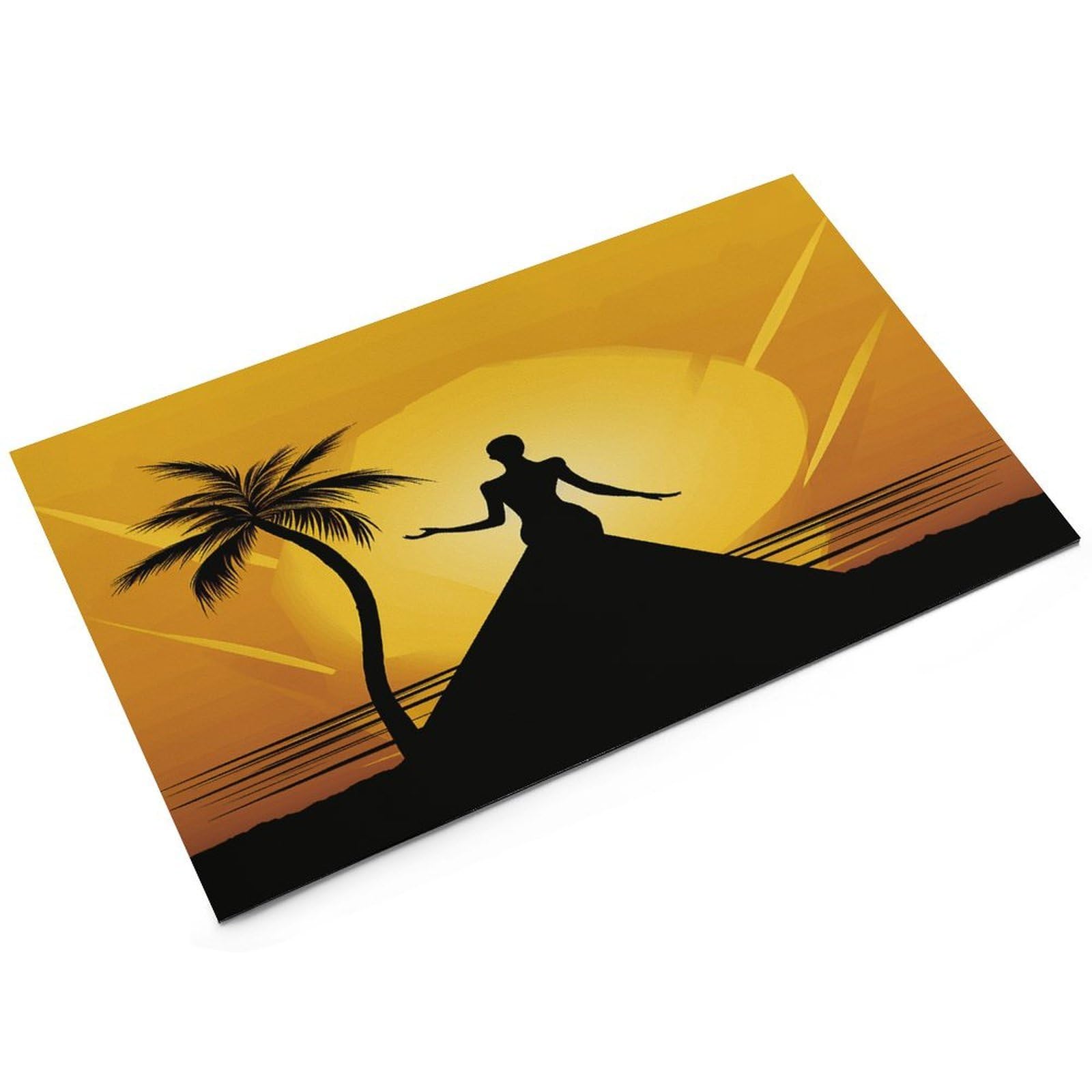 Silhouette d'une femme Tapis de nourriture pour chat – Tapis d'alimentation antidérapant pour chien facile à nettoyer pour la nourriture et l'eau, tapis de gamelle pour chien et chat 43,2 x 76,2 cm
