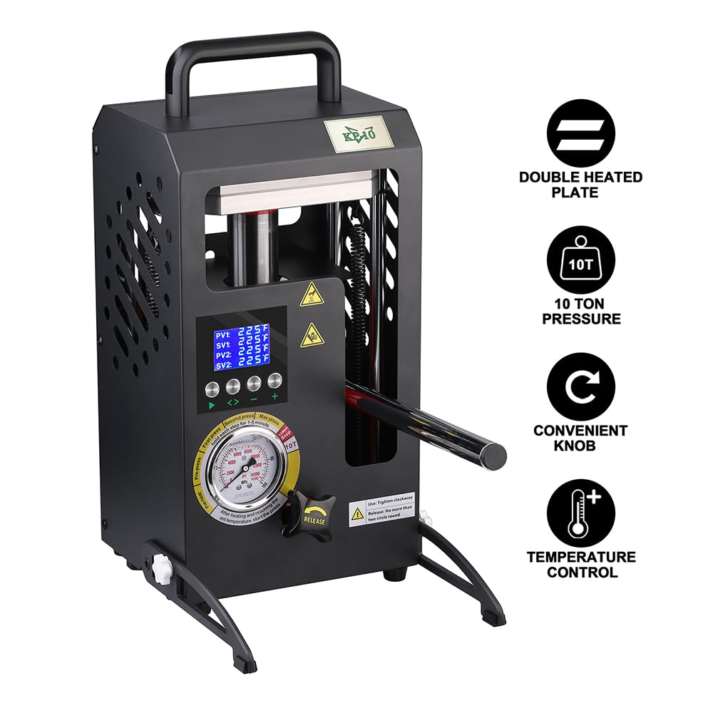 NArra 10 Tonnen Manuelle hydraulische Wärmepresse mit 3,5 x 3,1 Zoll Doppelheizplatten, präziser digitaler Temperaturregelung (LCD), geeignet für tragbare manuelle Wärmepressen zu Hause