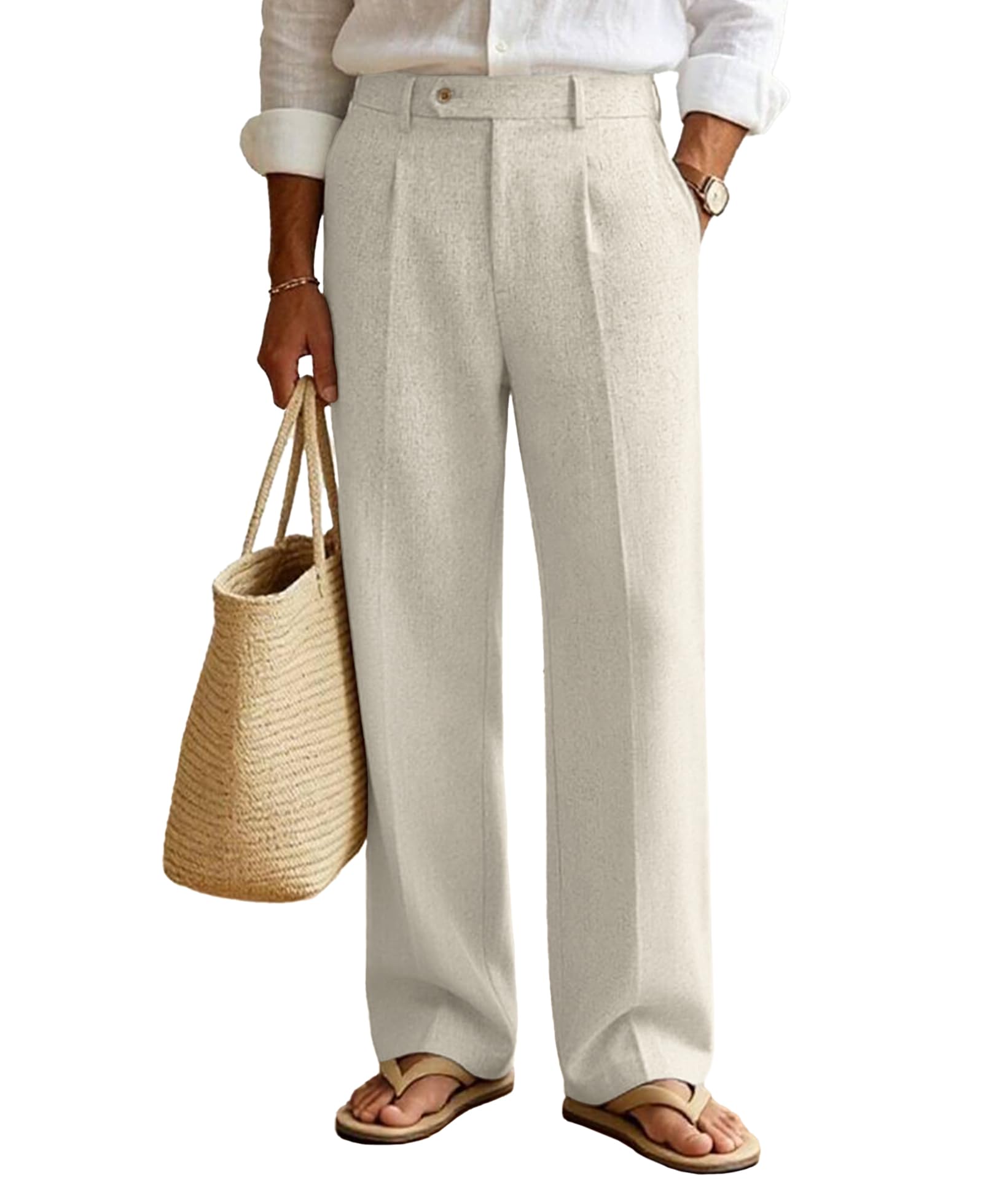 Susclude Mens Linen Casual Dress Pants