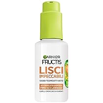 Garnier Fructis Siero Termoprotettore, Per Capelli Lisci e Lucenti a Lungo, Resistenti all’Umidità, Trattamento Lisciante alla Cheratina Vegetale e Olio di Argan, Lisci Cheratina, 50 ml