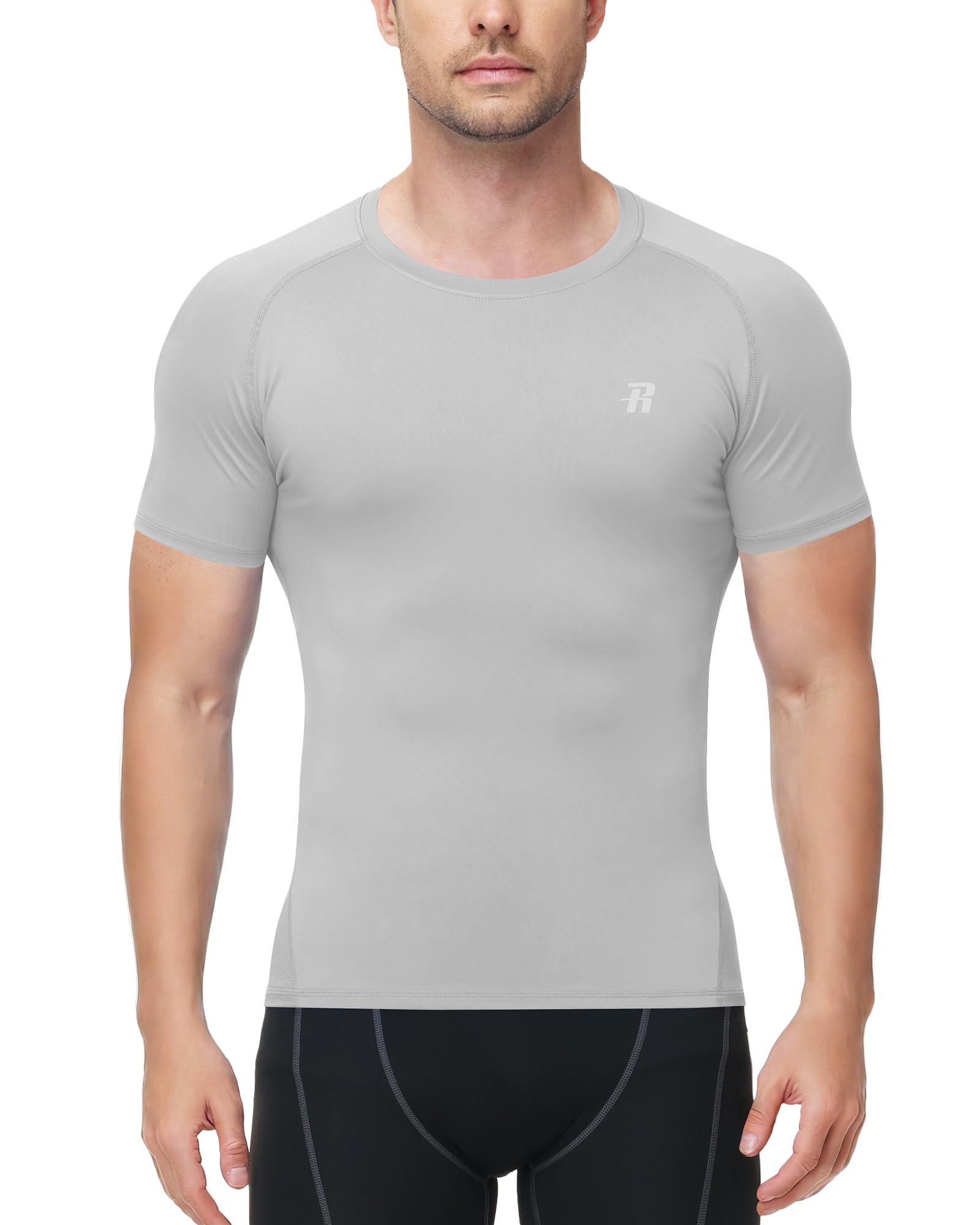 Runhit Kompressionsshirt Herren Kurzarm, Atmungsaktives Sportshirt mit Rücken Mesh, Schnelltrocknendes Compression T-Shirt für Fitness, Laufen & Gym