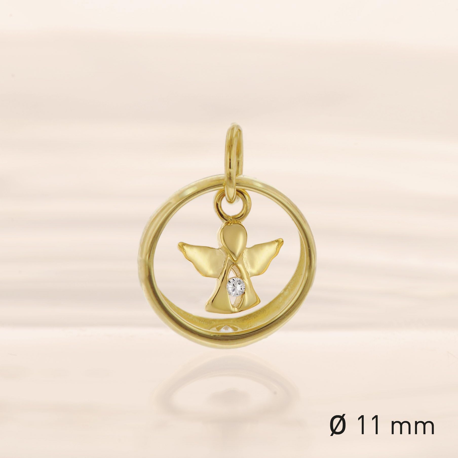 trendor Taufring Mit Engel Gold 333 / 8K An Vergoldeter Silberkette 28210