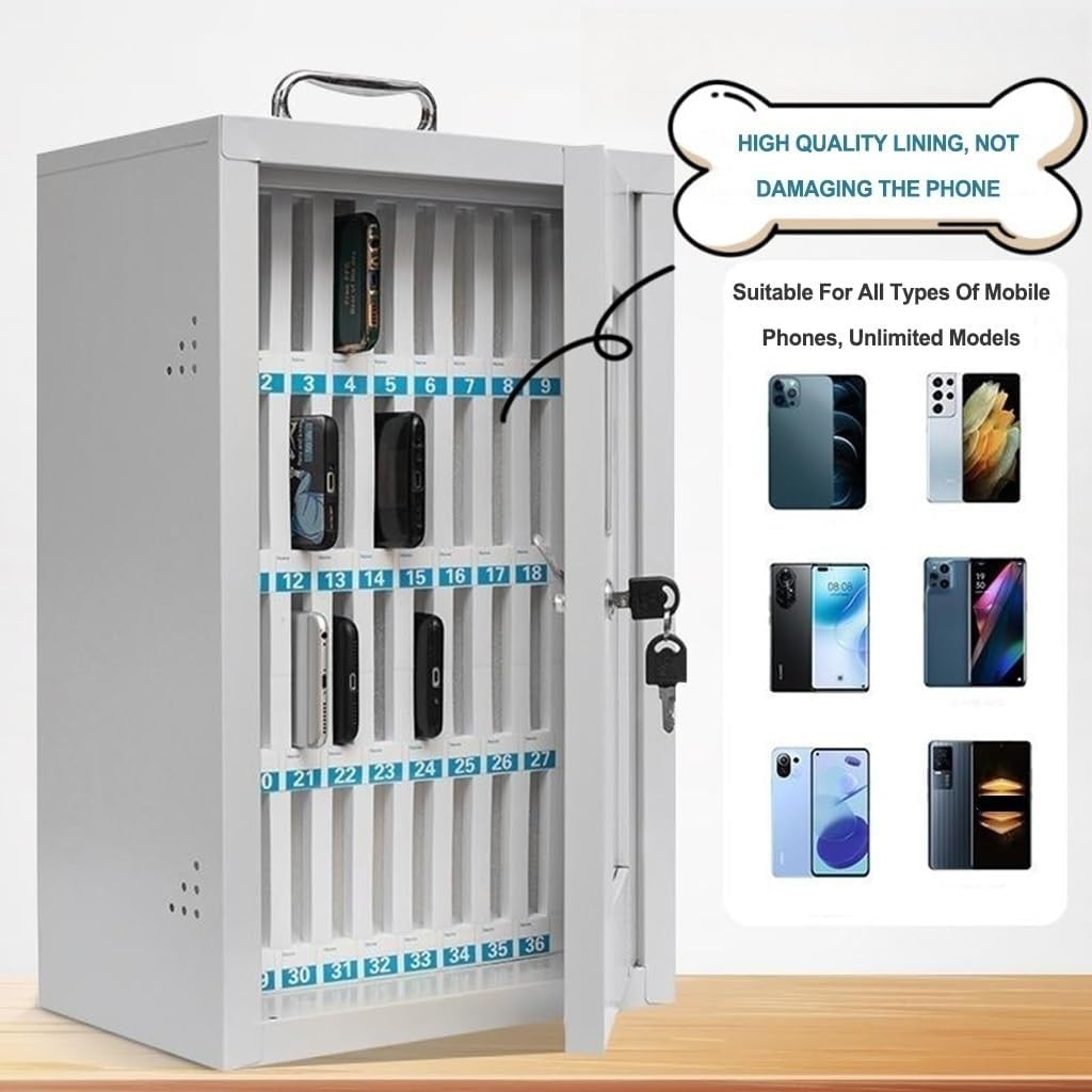 36 Bit Cell Phones Storage Cabinet, with Handle Storage Locker Box,Steel Clear Box Wall Mounted Cell Phone Cabinet,for Office Classroom (Size : 12)