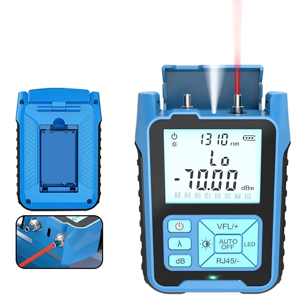 Mini medidor de potencia óptica, localizador visual de fallos, 10 mW, comprobador de fibra óptica. Rango de medición: -70 ~ +10 aBm, Sin función de comprobador RJ45 ni conector