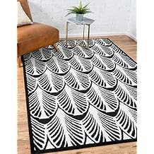 Unique Loom Metro Collection Modern Art Deco Coastal Shell Area Rug Great for Kids 5 0 x 8 0 Rectangular Black/Ivory