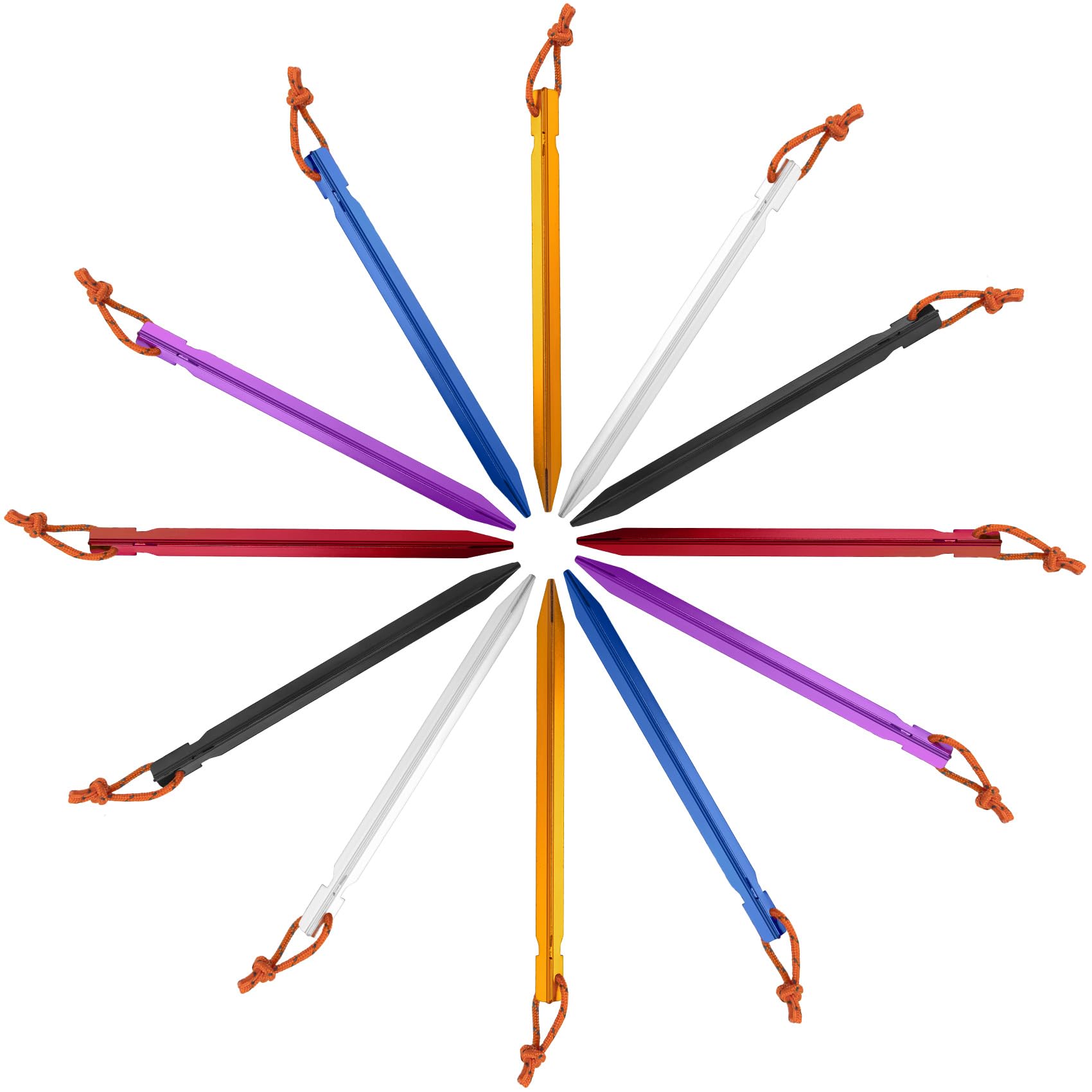 12 Pack Tent Stakes, 7075 Ground Metal Camping Aluminum Tent Pegs, Lightweight Tent Stakes Heavy Duty Spikes Camping Accessories