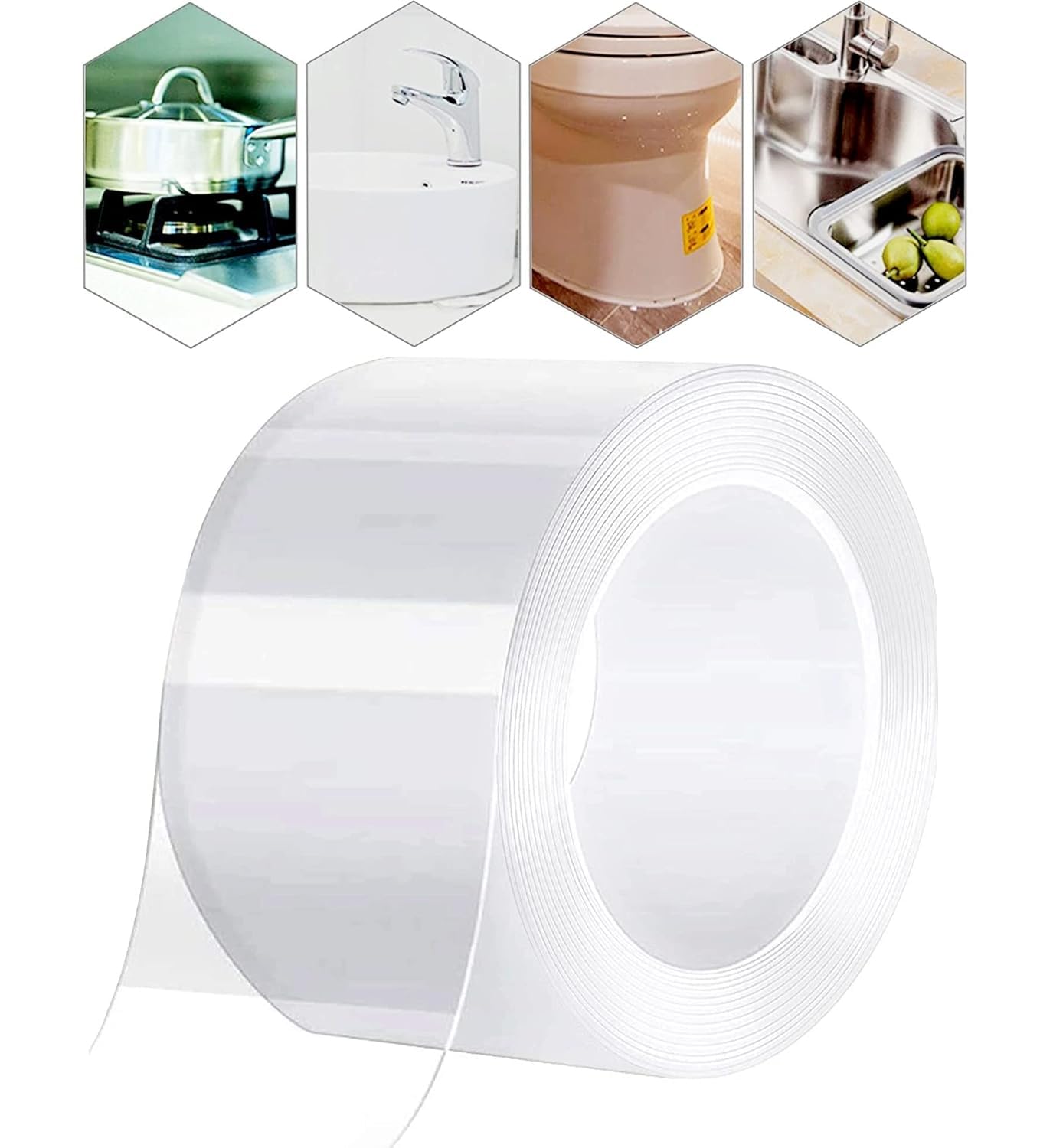 Transparent Self‑Adhesive Kitchen Sink Corner Leak Sealing Tape – Waterproof Caulk Protection for Underside and Surrounds(1 pcs) (2 inch width)-image-6