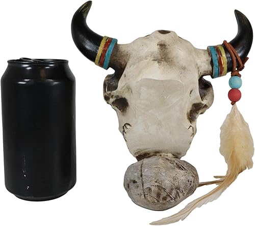 Miniatura 6 de Ebros Southwestern Nativo Americano Atrapasueños Indio Plumas Steer Bull Cow Skull Decorativo Escritorio Escritorio Figurita Turquesa Espíritu