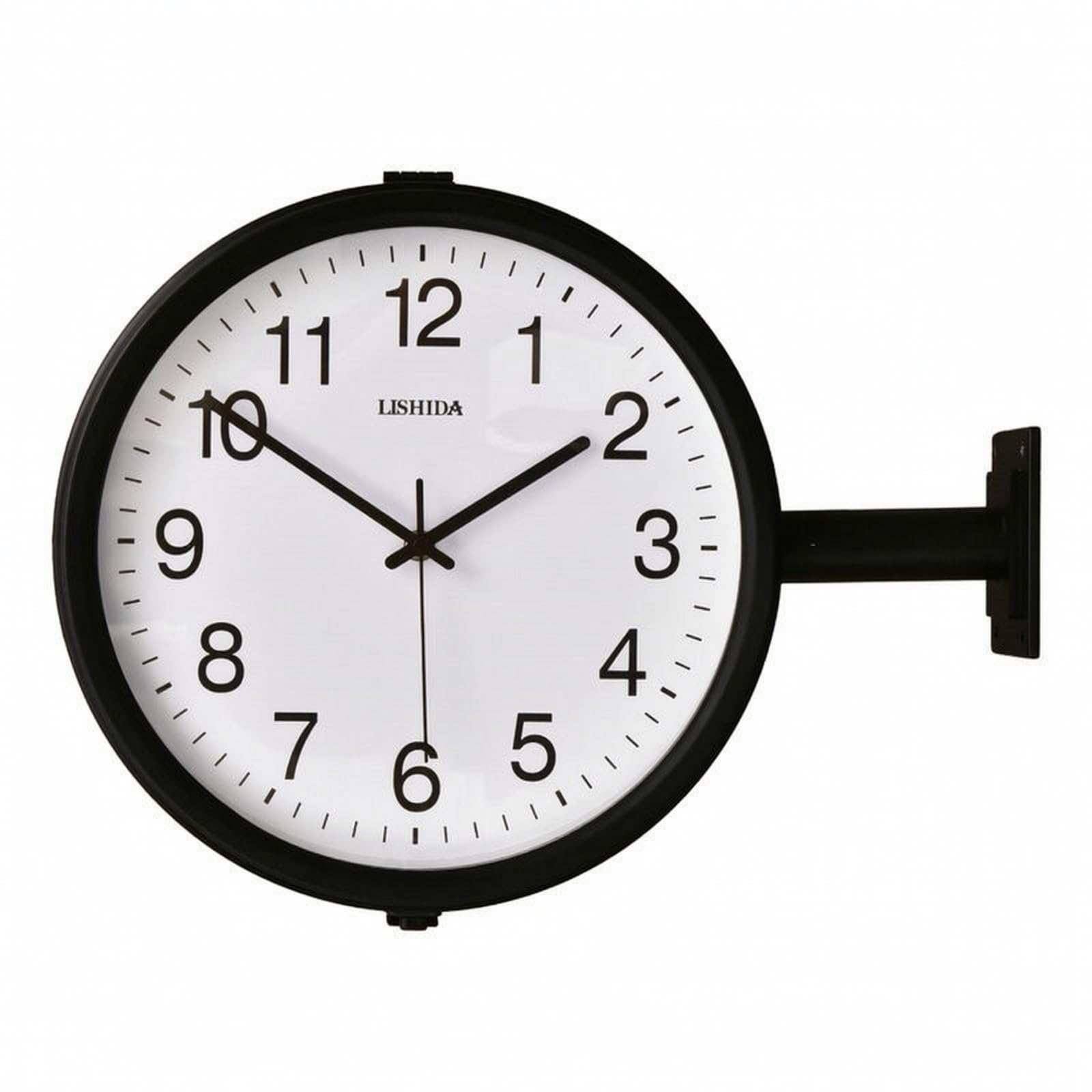 Reloj de Pared de con Estructura de Metal Resistente y Diseño Minimalista para Oficinas y Recibidores, Negro, -15