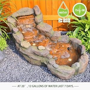 Gardenoutdoorwaterfountain421lfloorstandingtieredrockoutdoorfountainswithledlightsandpumpforgardenbackyarddeckpatioporchandhomeartdecor Urban Country Home Decor Garden outdoor water fountain 421 l floor standing tiered rock outdoor fountains with led lights and pump for garden backyard deck patio porch and home art decor urban country home decor