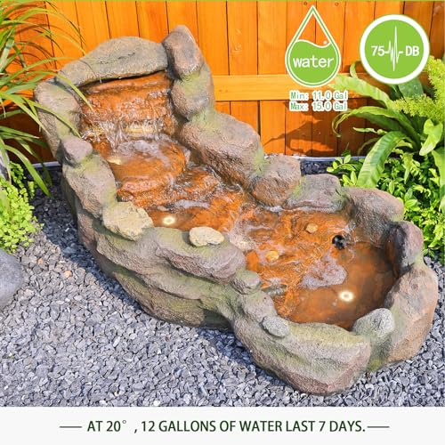 Gardenoutdoorwaterfountain421lfloorstandingtieredrockoutdoorfountainswithledlightsandpumpforgardenbackyarddeckpatioporchandhomeartdecor Urban Country Home Decor Garden outdoor water fountain 421 l floor standing tiered rock outdoor fountains with led lights and pump for garden backyard deck patio porch and home art decor urban country home decor