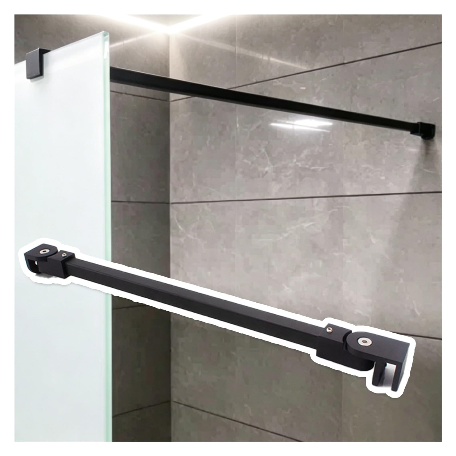 DJPHOFS Customizable Shower Panel Glass To Wall Support Bar, Bathroom Stabilizer for 1/4"-3/8" Door, Modern Heavy-Duty Rod(70cm/27.6in)