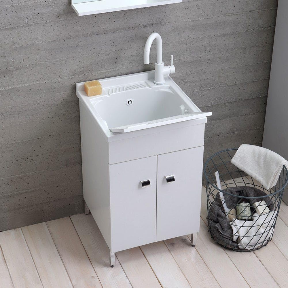 Kiamami Valentina - Mueble lavadero 50 cm blanco con tabla de lavado extraíble |Pratico