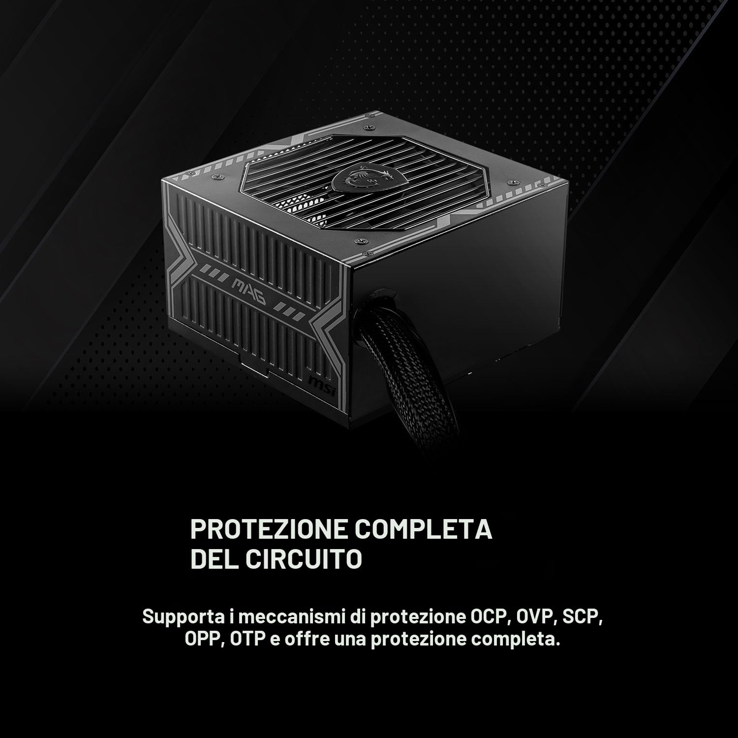 MSI MAG A550BN: alimentatore da 550 W con spina EU, certificazione 80 PLUS Bronze, formato PSU ATX, rail singola da 12V, circuito DC-DC, ventola da 120 mm – garanzia di 5 anni