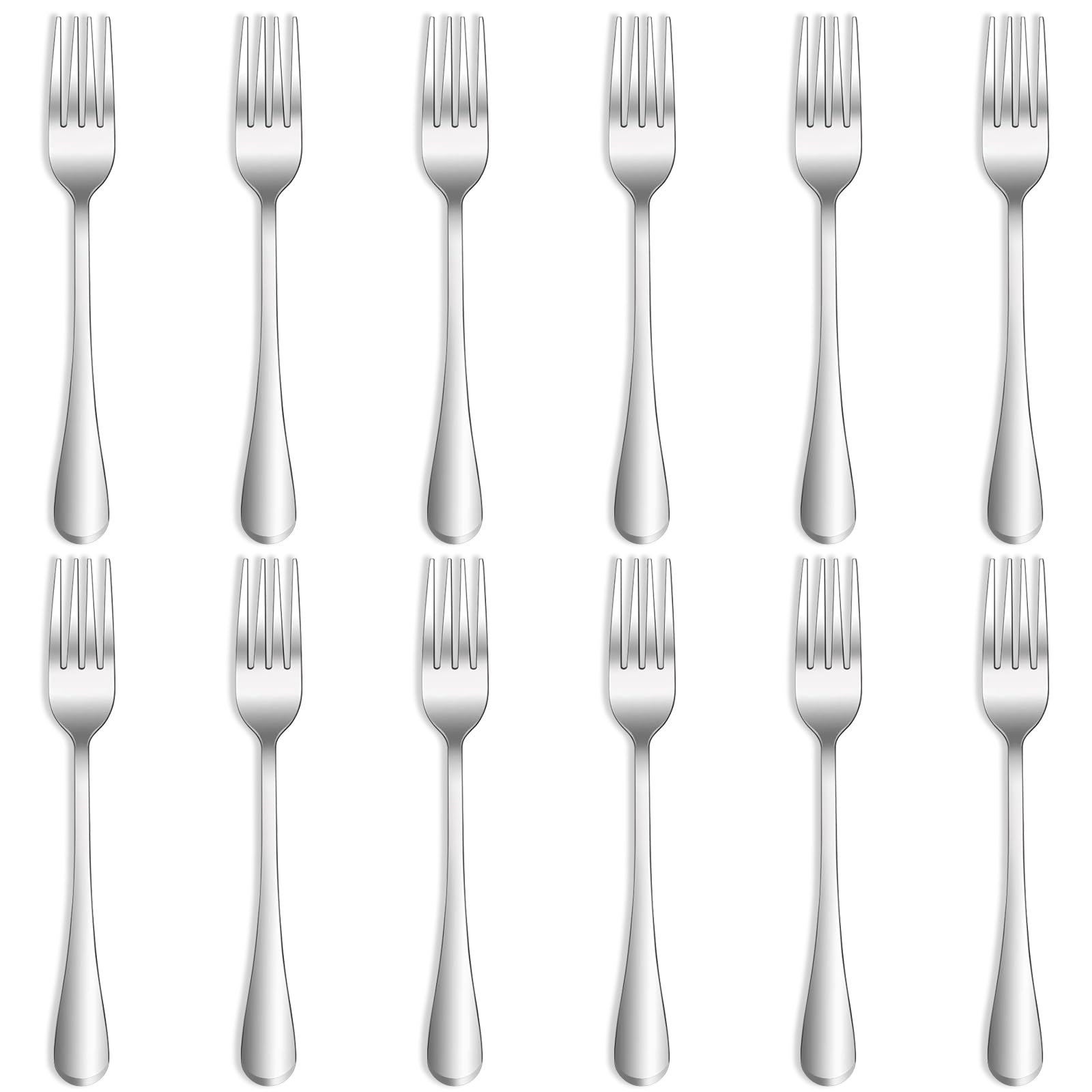 Qucher 12 Pack Forks 8.2" Dinner Forks, Table Fork Tableware, Stainless Steel Cutlery Sets For Home Kitchen Restaurant(12 Pack)