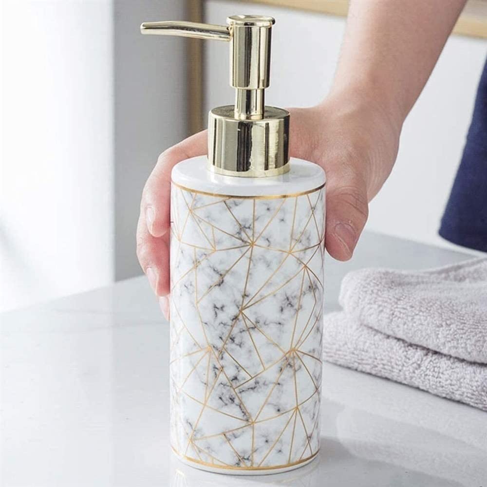 Dozownik do Mydła Dozownik Mydła Dozownik Mydła Do Łazienki, Dozownik Mydła W Płynie Do Kuchni, Ceramiczny Nowoczesny Wielokrotnego Napełniania Dozownik Balsamu (Blue : White, Size : 250ml)