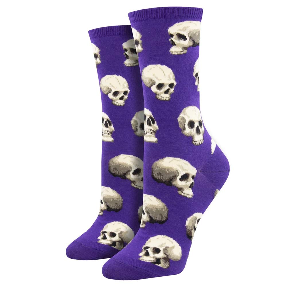 Socksmith Women's Crew Socks, Sacred Skulls - Purple - One size