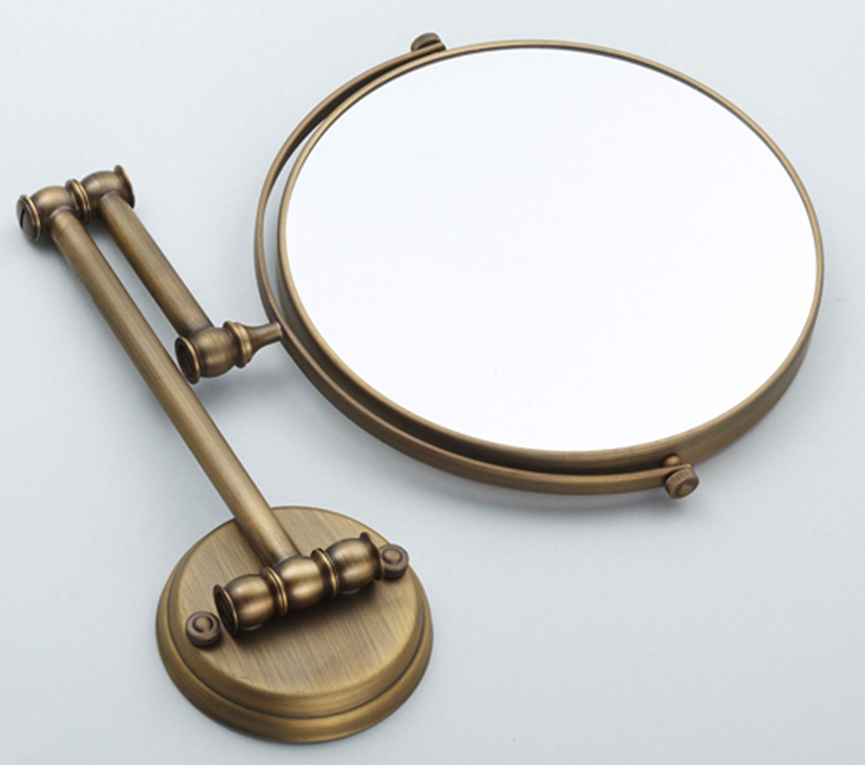 Vintage Gold Vanity Mirror Wall Mounted Extending Folding Round Makeup Cosmetic Bathroom Mirror Brushed Brass Frame