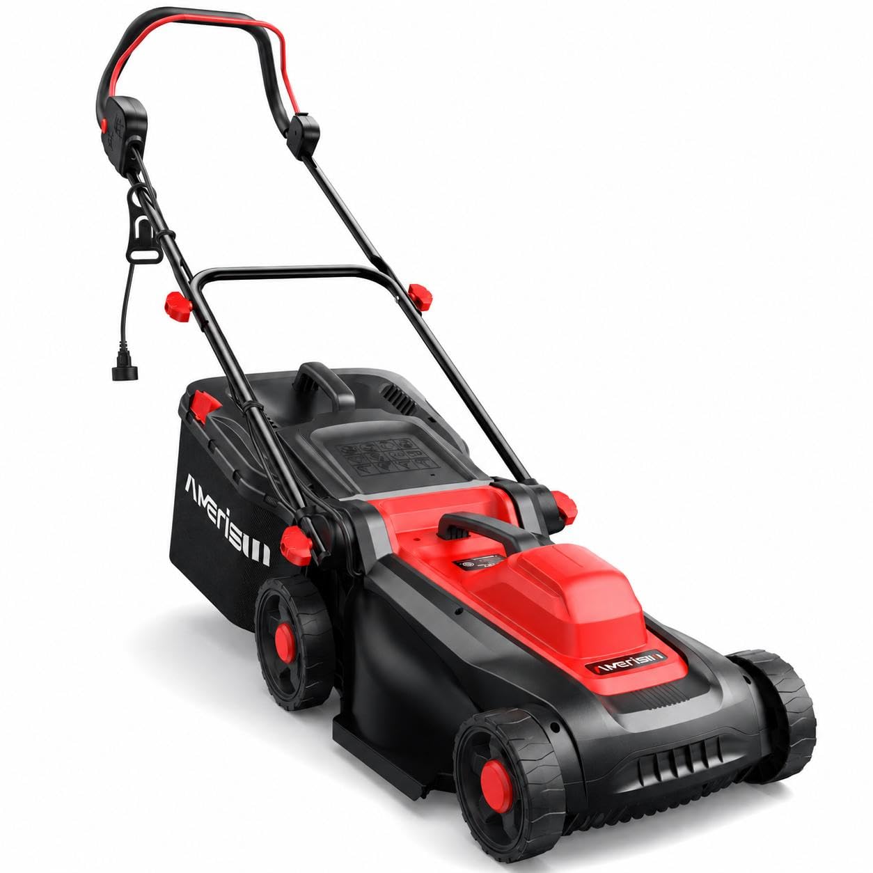 AMERISUN 14" 12.5A 1500W Electric Lawnmower with Cable 2 in 1 and 35.6L Catch Bag, 6 Level Cutting Height, Electric Lawnmower-image-30