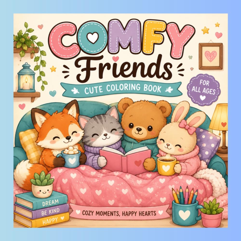 Comfy Friends Cute Coloring Book