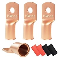 Vista 44 de Sanuke 10 terminales de batería 1/0 AWG-3/8, terminales de anillo de cable de alta resistencia, terminales de calibre 0, extremos de cable