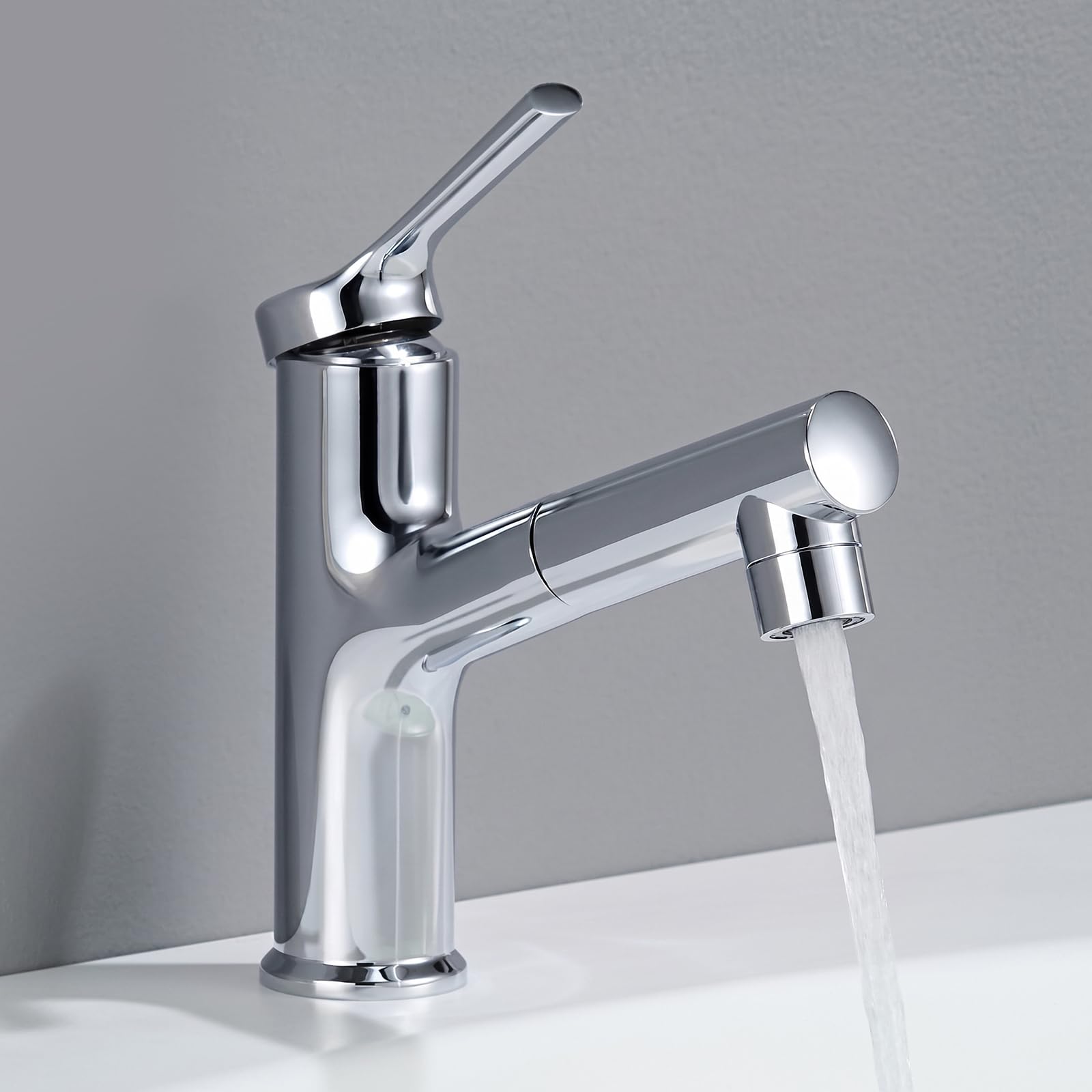 CECIPA Grifo Lavabo baño Cromo con ducha extraíble para lavar el cabello | Grifo Lavabo Grifo de alta presión para lavabo de baño,2 Modos de Flujo de Agua Cromo