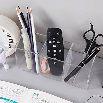 Amazon.co.jp: ペン立て アクリル 3格 ペンスタンド 仕切り ぺん