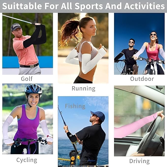 Image of Arm Sleeve UV Protection Cooling Arm Sleeves for Sports Driving Sun Protection Full Hand Gloves Arm Cover For Unisex with Thumb Hole for Boys Girls
