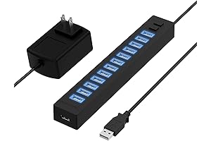SABRENT 13-Port High-Speed USB 2.0 Hub with Power Adapter and Dual Control...