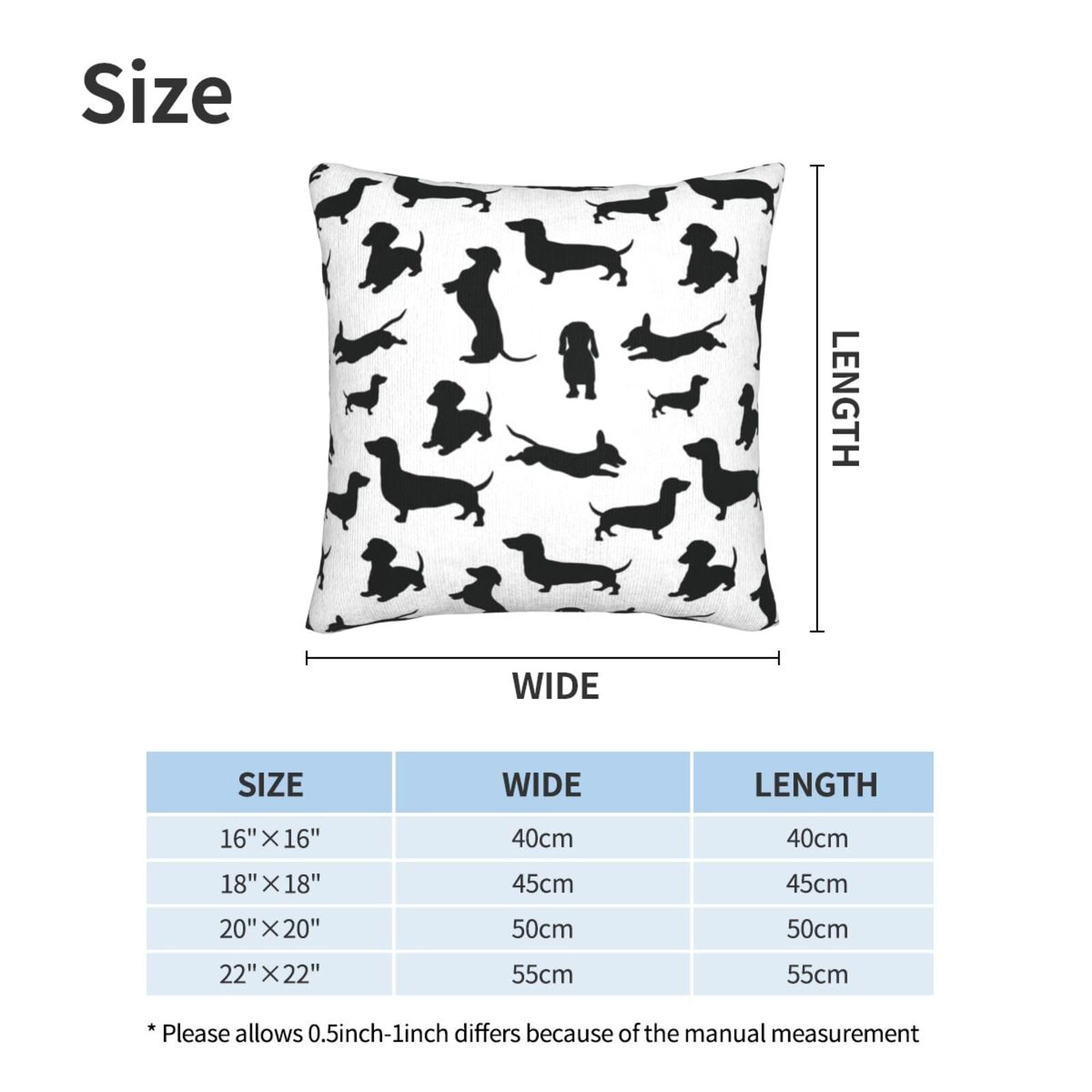 Dackel Kissenbezug 45x45cm - Waschbar Mit Beidseitigem Druck