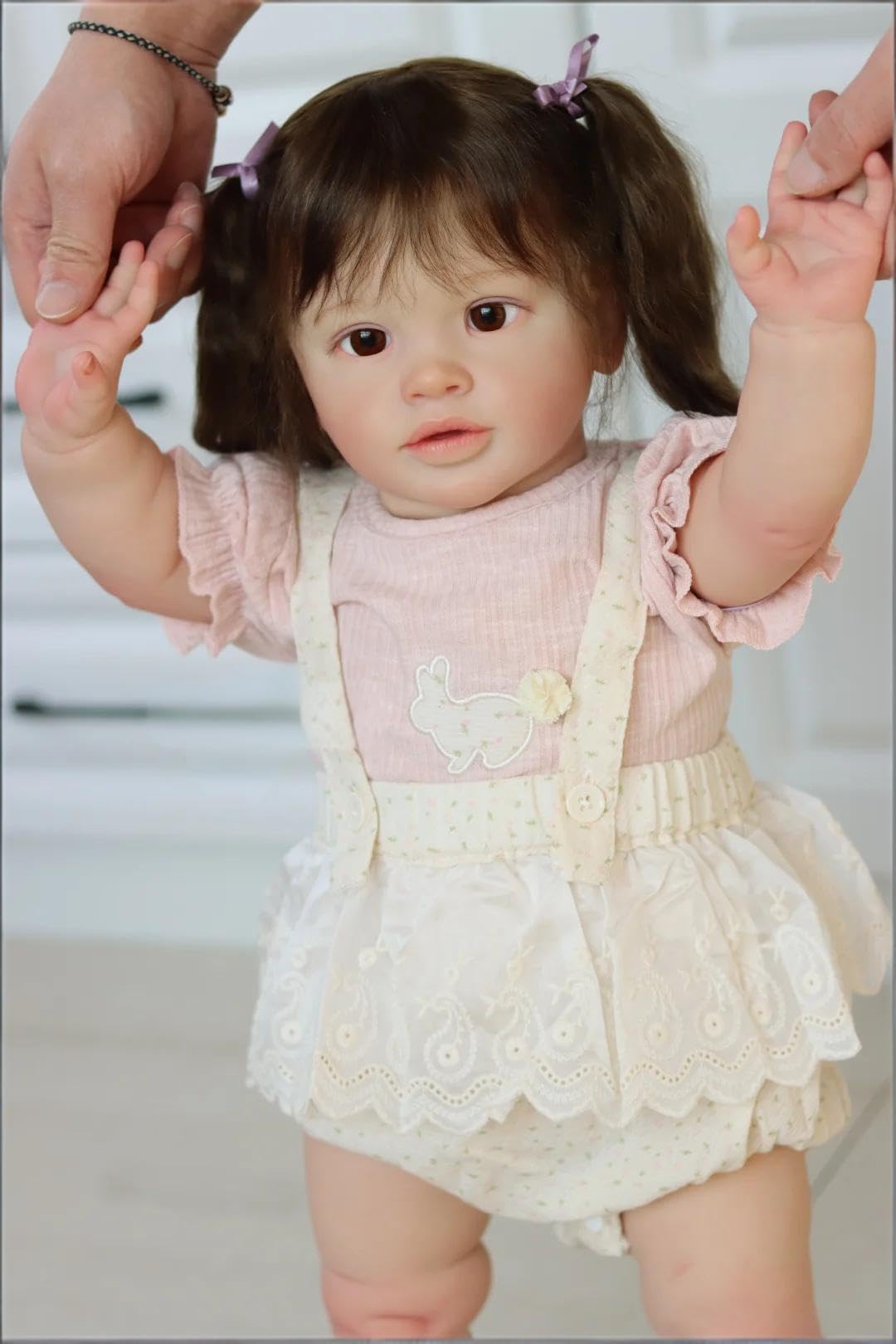 RXDOLL 26 Zoll Realistische Reborn Babypuppen Mädchen Pippa, Stoffkörper Weiches Vinyl Riesige Größe Reborn Kleinkind Puppen, Lebensechte Babypuppe Handgemachte Reborn Puppe mit Zubehör