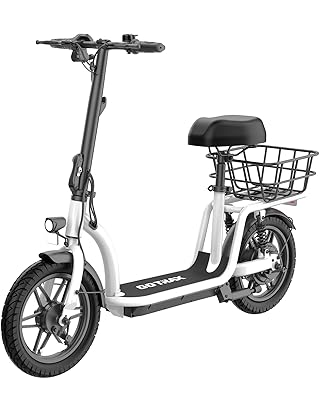 Gotrax Adult Electric Scooter with Seat, Max 19-25miles Range, 15.5-20mph Power by 350W-500W Motor, All-Terrain Tire & Wider Deck & Soft Cushioning Seat with Carry Basket