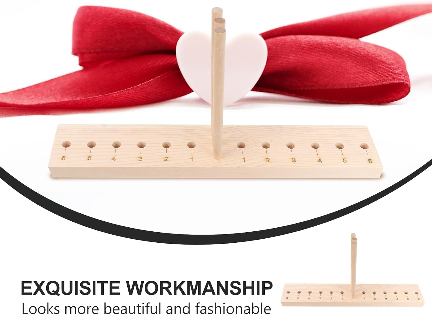 FUOYLOO Bow Maker for Ribbon and Holiday Wreaths, Wooden, Adjustable and 3 Dowel Rods, Sturdy Hardwood, Easy to Use and Carry,