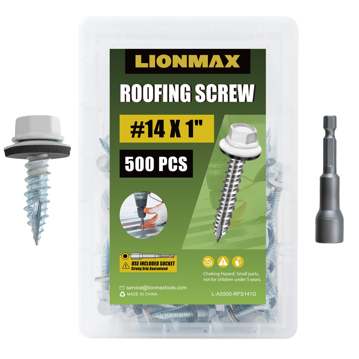 LIONMAX Metal Roofing Screws - 300 Pack -14