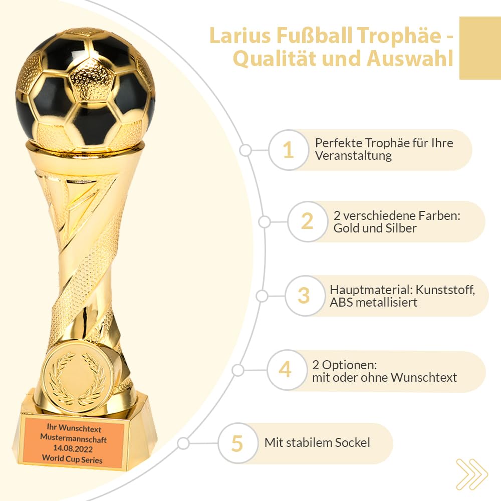 Larius Pokal Ehrenpreis Fußball in Gold und Silber mit Wunschgravur