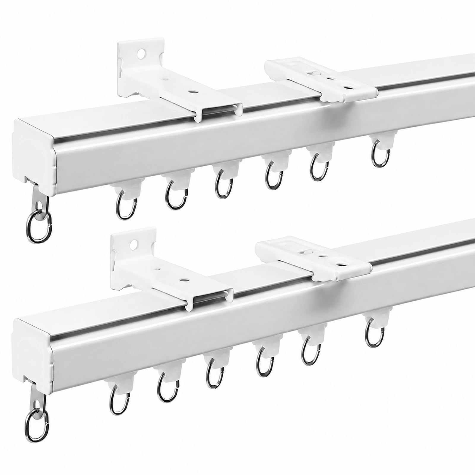 Aluminum Ceiling Curtain Track White 3-6 ft 2 Pack Wall Mount