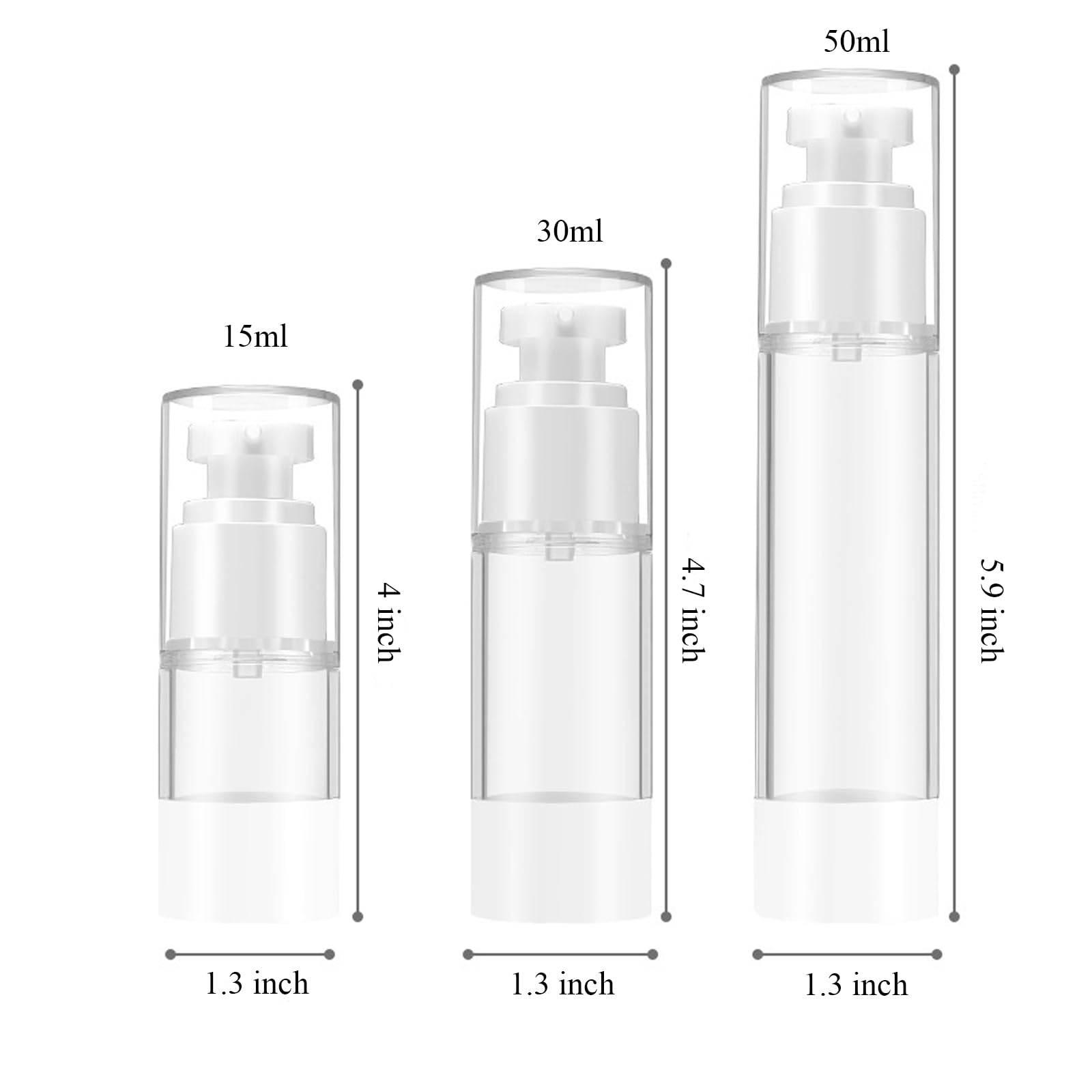 Qeuly - 3 x 28 ml luftlose Pumpflaschen in Reisegröße, Lotionsflasche, Lotionbehälter, nachfüllbarer Kosmetikspender für Foundation, Feuchtigkeitscreme, Shampoo und Gegenstände