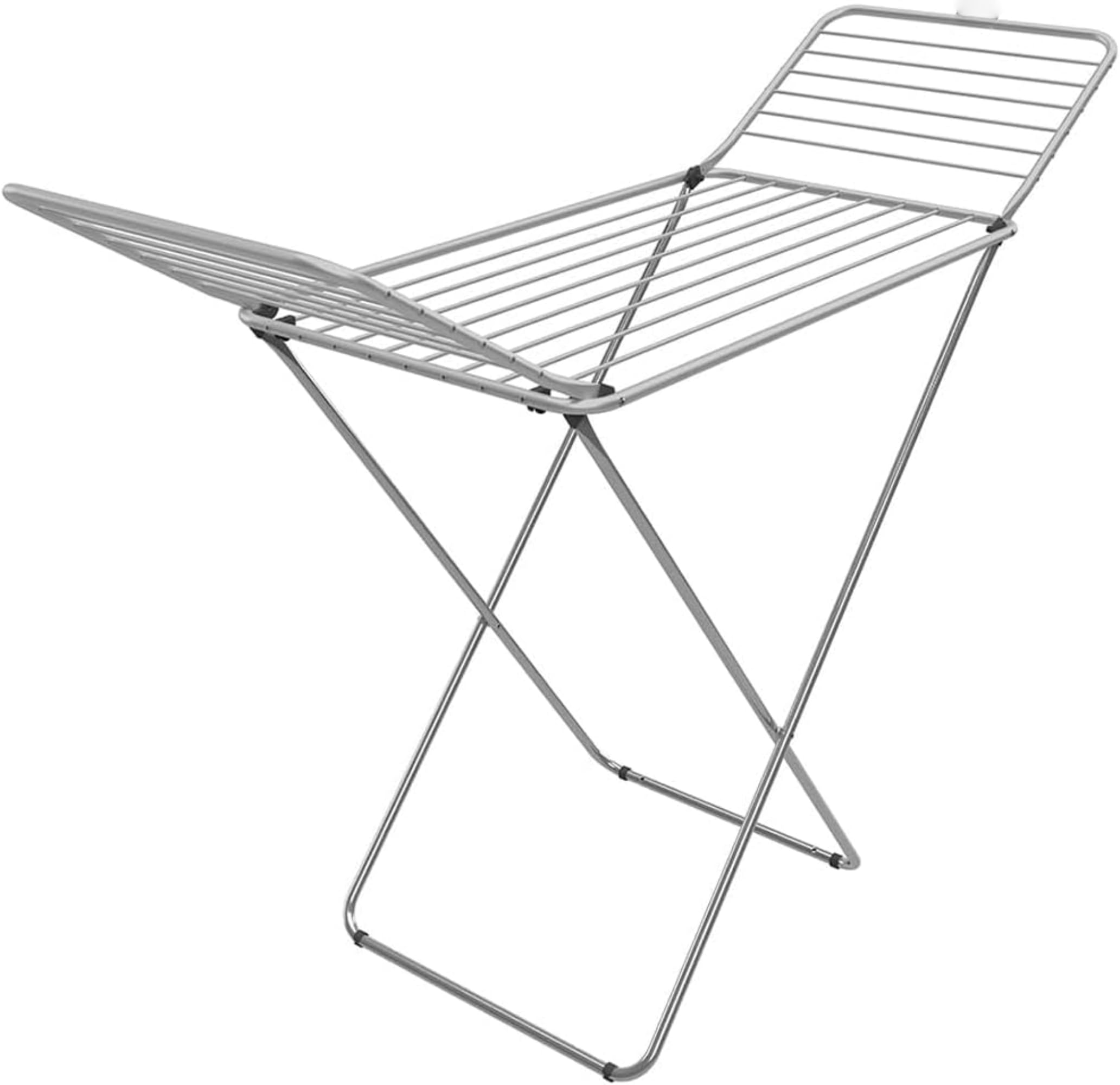 Cloth Dryer Foldable Airer-Compact Clothes Drying Rack-Winged Heavy Duty Indoor Airer-Outdoor Clothing Drying Rack w/22 Bars-Large Stainless Steel Laundry Clothes Horse-Silver 178D x 54.5W x 102H CM