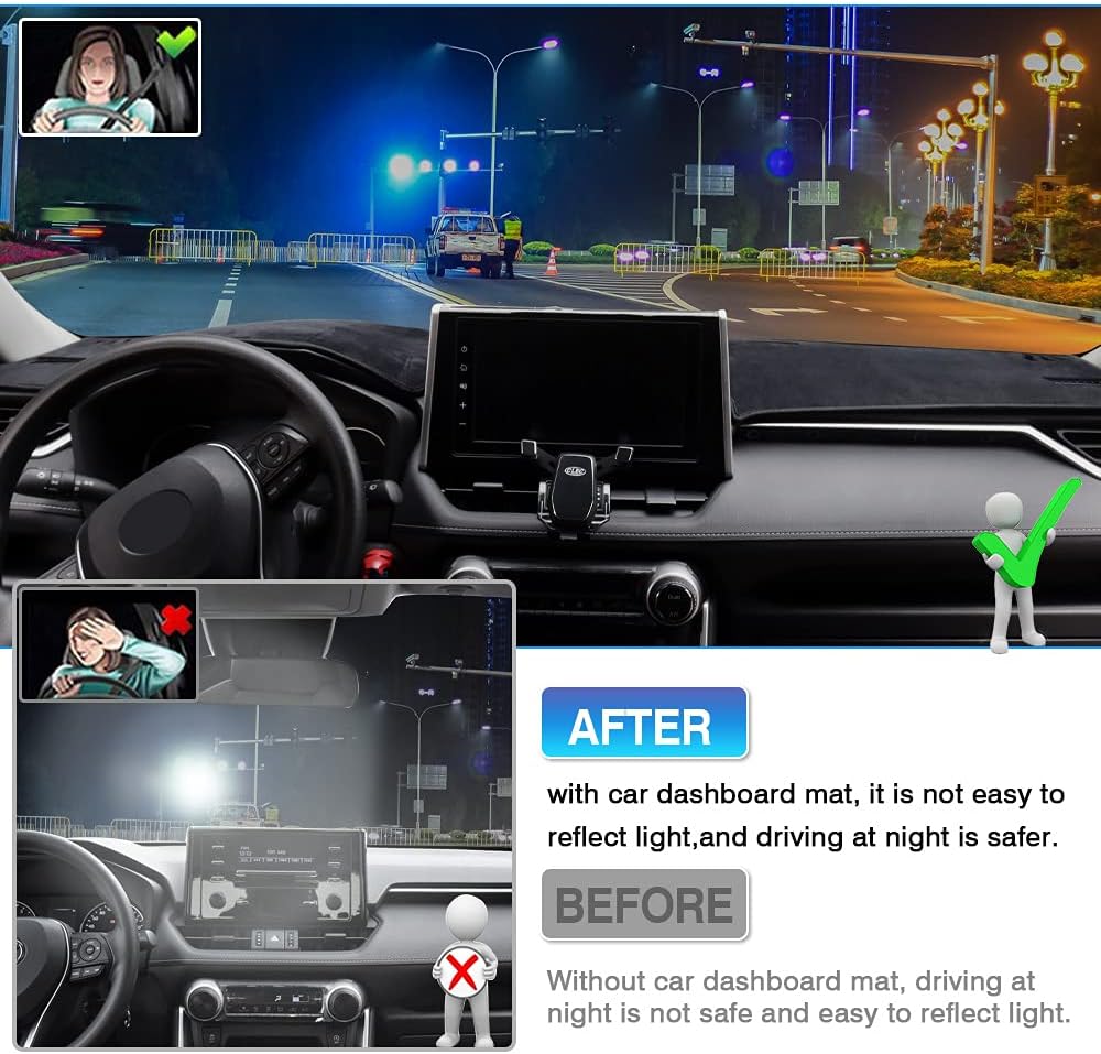 Powerty Dashboard Cover for Toyota RAV4 2025 2024 2023 2022 2021 2020 2019 Dash Cover Carpet Sunshield Protector Velvet Without HUD(Head-up Display)