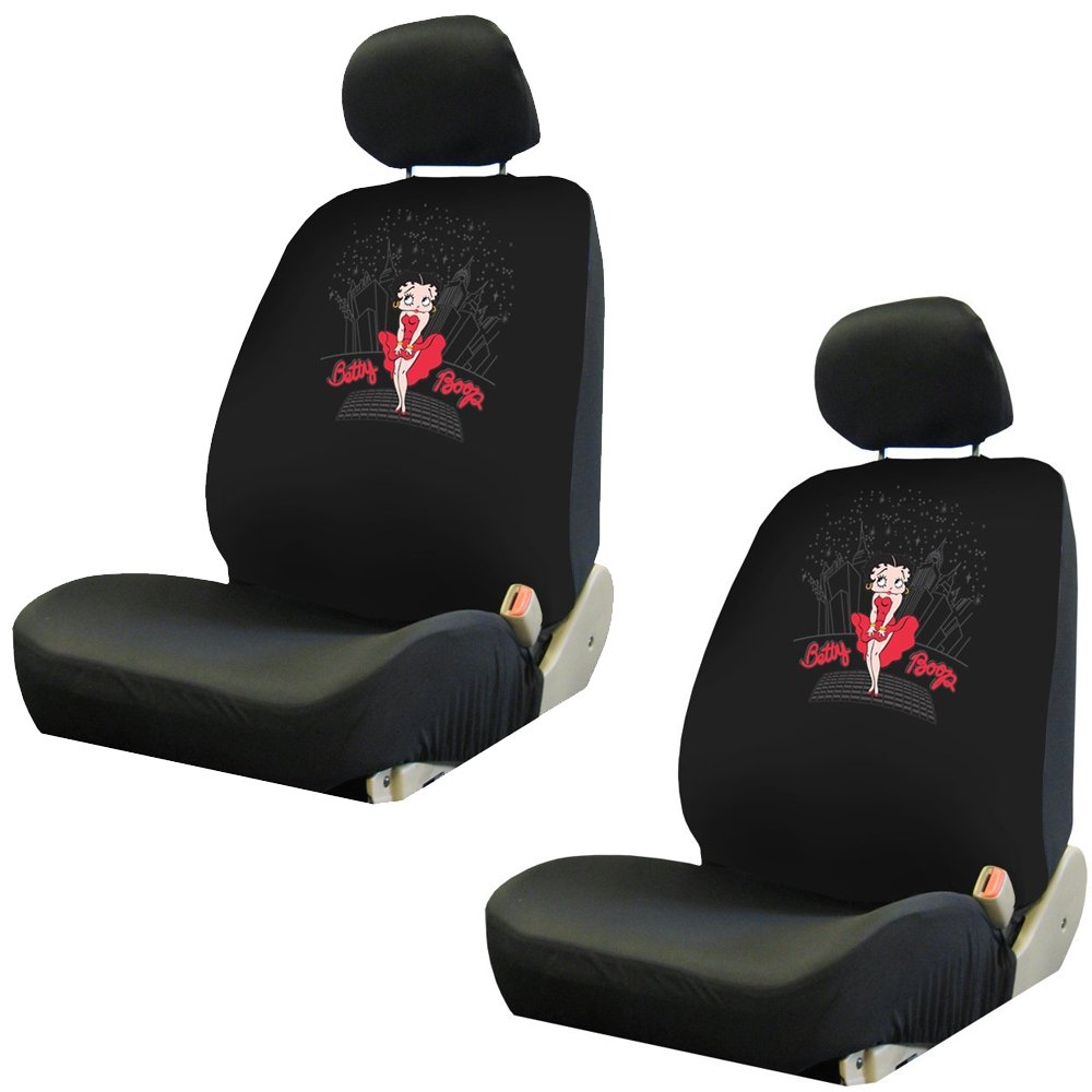 LA Auto Gear Betty Boop New York City Skyline Car Truck SUV Low Back Front Bucket Seat Covers - Pair