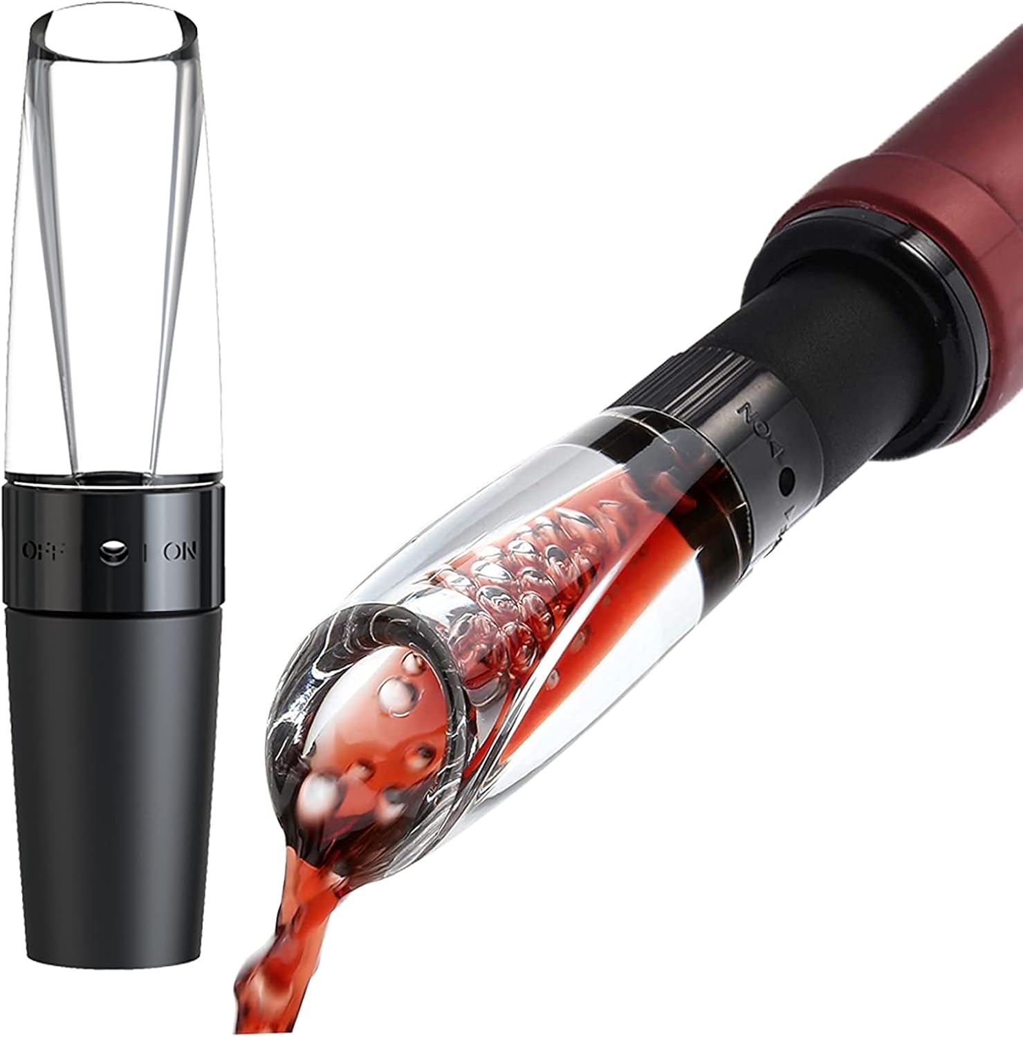 Wine Aerator Pourer Premium Aerating Pourer and Decanter Spout (Black