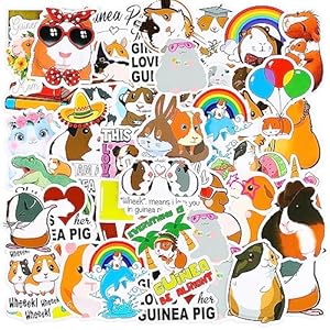 200 Pcs Guinea Pig Stickers Kawaii Cartoon Decors Funny Cartoon Stickers Colorful Waterproof Stickers for Flask Computer Phone Desk Water Bottle