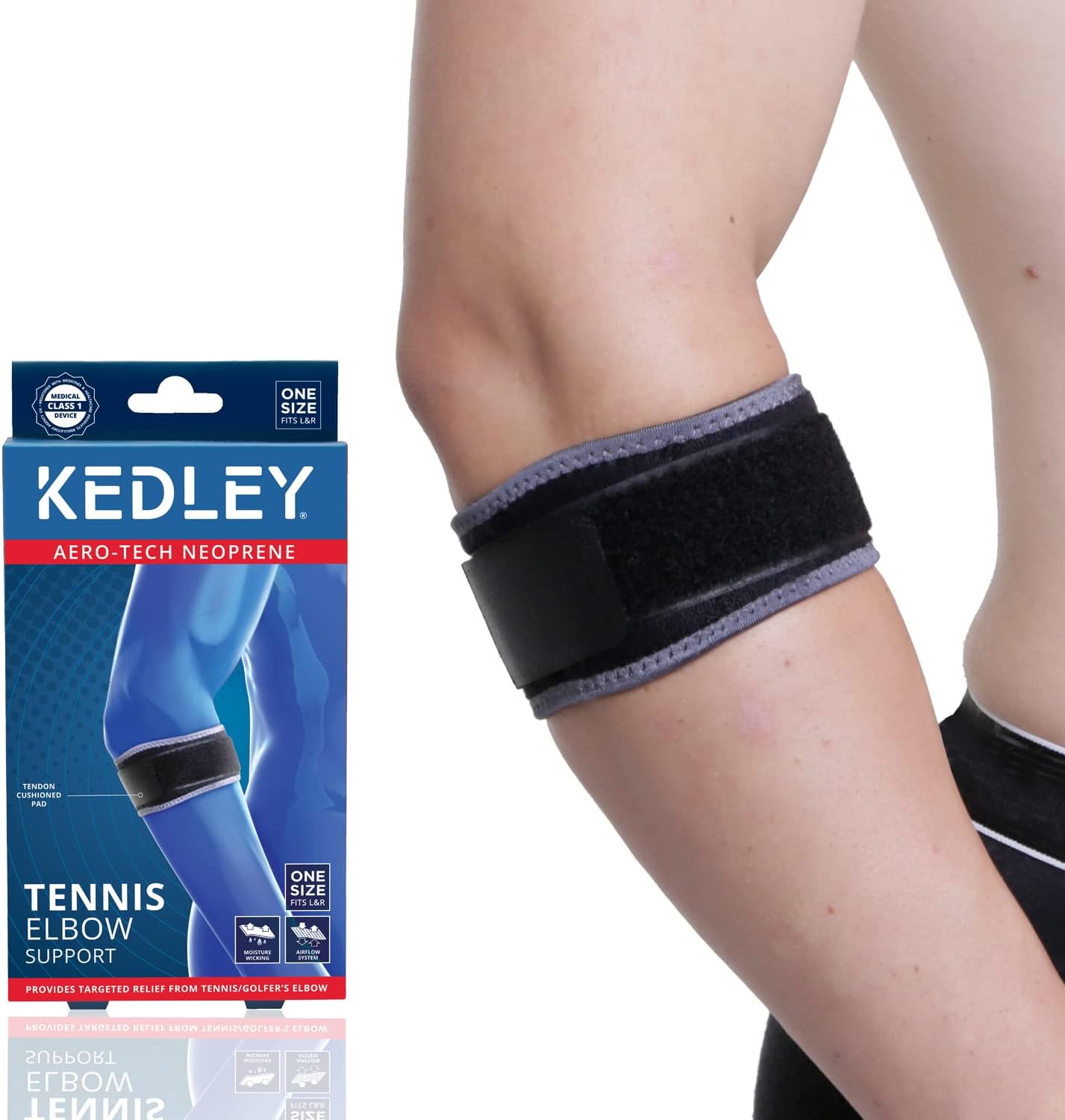 Tennis Elbow Support (Universal Size) | Heat Generating | Airflow System | Fits Left & Right | Moisture Wicking | Pack of 1