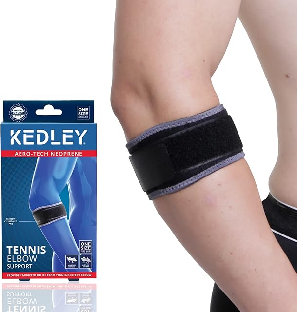 KEDLEY Tennis Elbow/Golfers Elbow Support Strap | Medical Grade Compression Brace | Precise Clasp for Tennis or Golfer Elbow | Fully Adjustable, Lightweight, Pain Relief and Protects Forearm